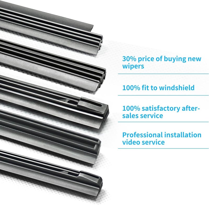 DYNOELS Wiper Blade Refill, 26''+17'' Windshield Wiper Refills 10 mm Fit for Infiniti Q50 2014-2023, Fit for Q60 2014-2023 Rubber Refills 4 Pcs - Image 4